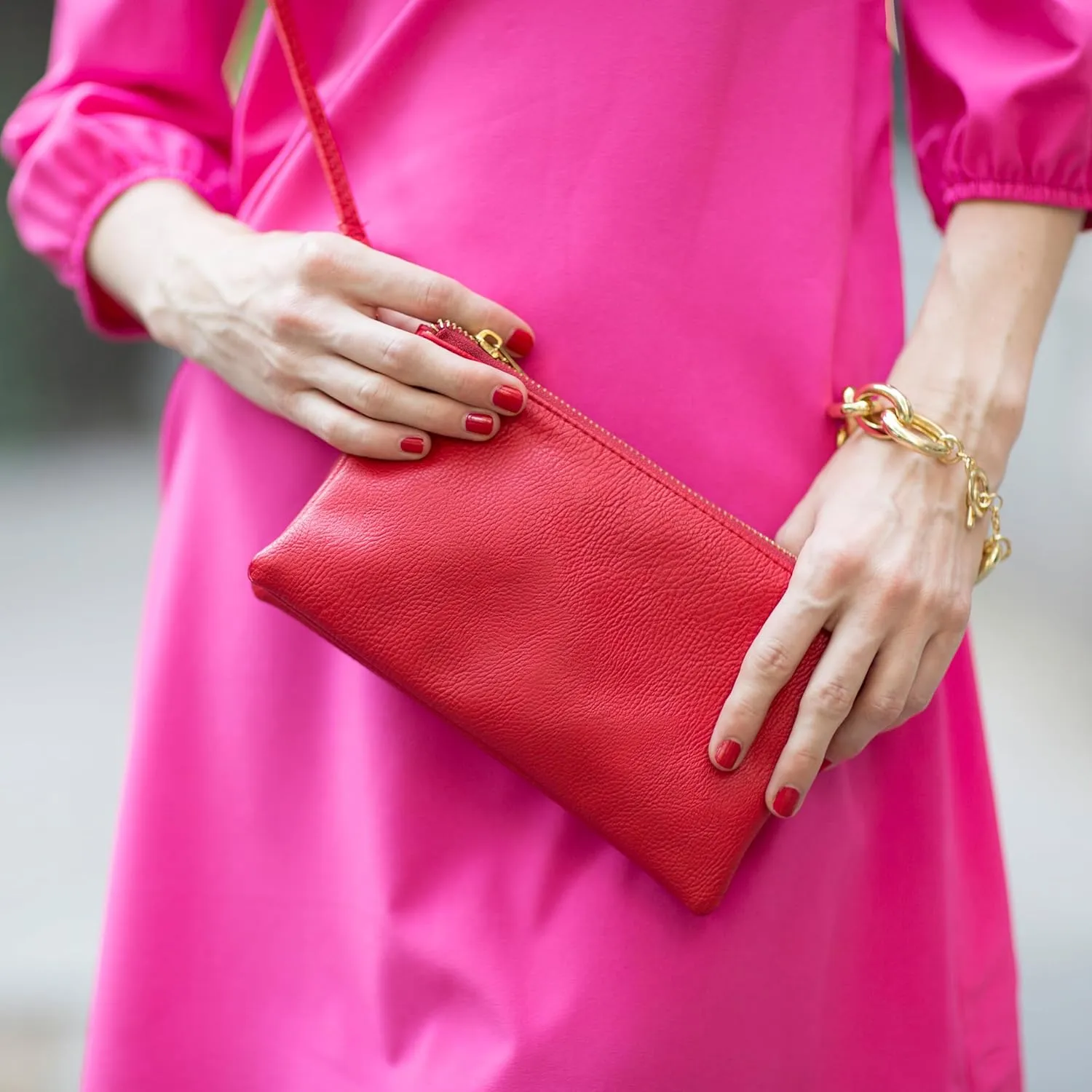 Humble Chic Vegan Leather Wristlet Purse for Women - Small Clutch Purse with Shoulder and Wrist Straps