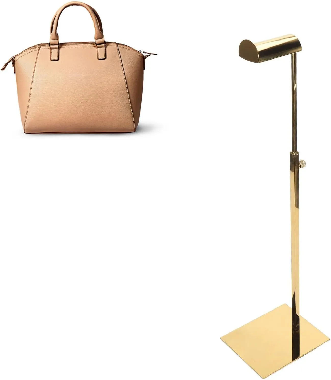 HURRISE Handbag Display Stand, 3 Pack Stainless Steel Handbag Rack Adjustable Height Purse Display Stand, Illuminated Purse Holder Stand for Home Store Boutique Counter Shelf Floor Props