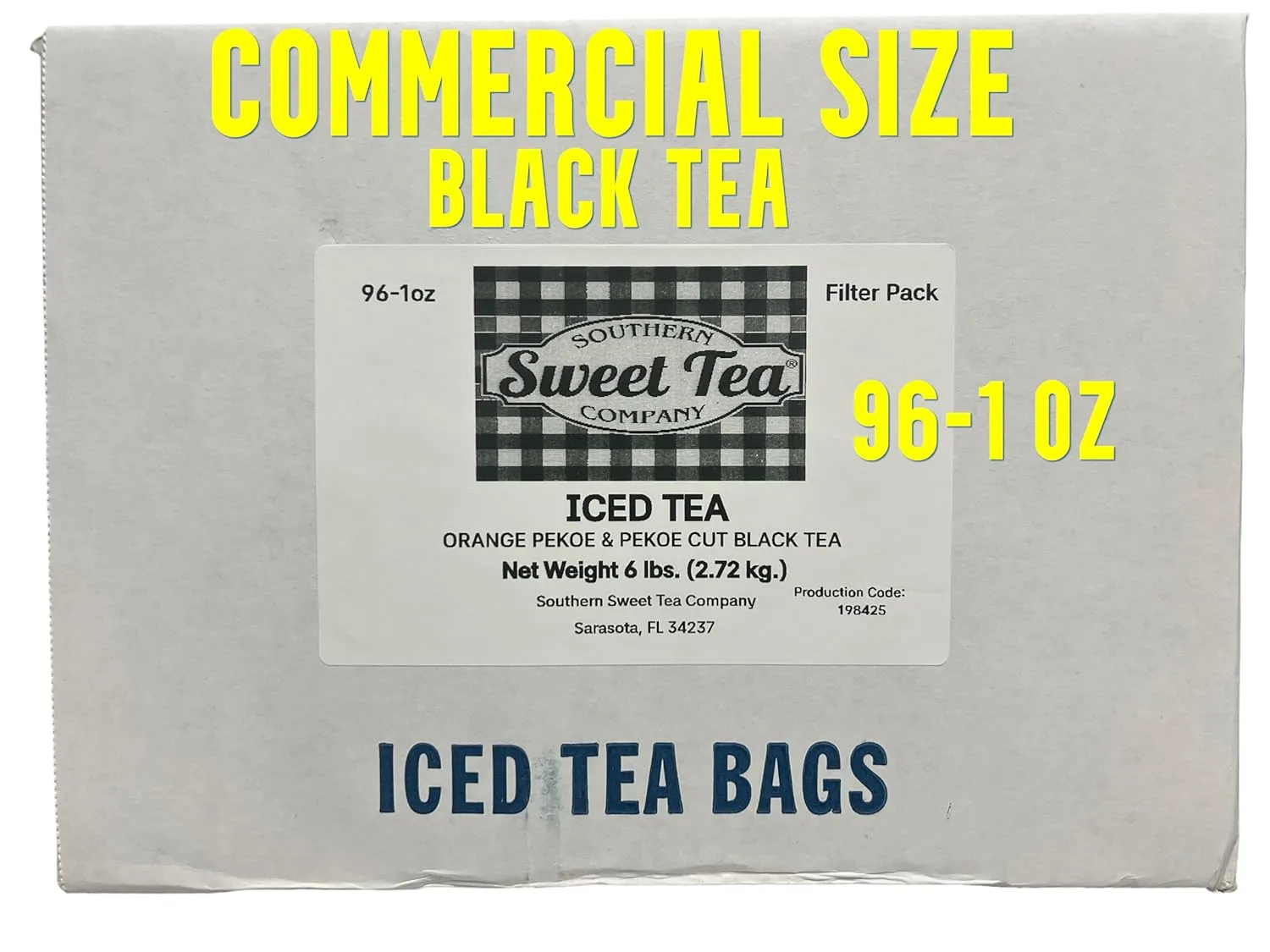Iced Tea Bags Original Black Large 1-Gallon Commercial Size Foodservice Brewing,Unsweetened Caffeinated, Bulk Case (96 Count) by Southern Sweet Tea Company