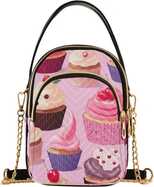 Icing in Colorful Cupcakes Purse with Long Shoulder Strap, Shoulder Bags for Women, Casual Crossbody Bags