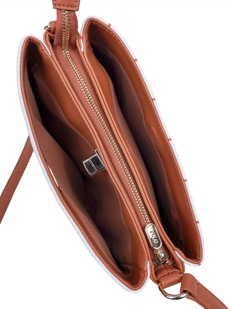 Iconic Multi Compartment Sling Bag-White