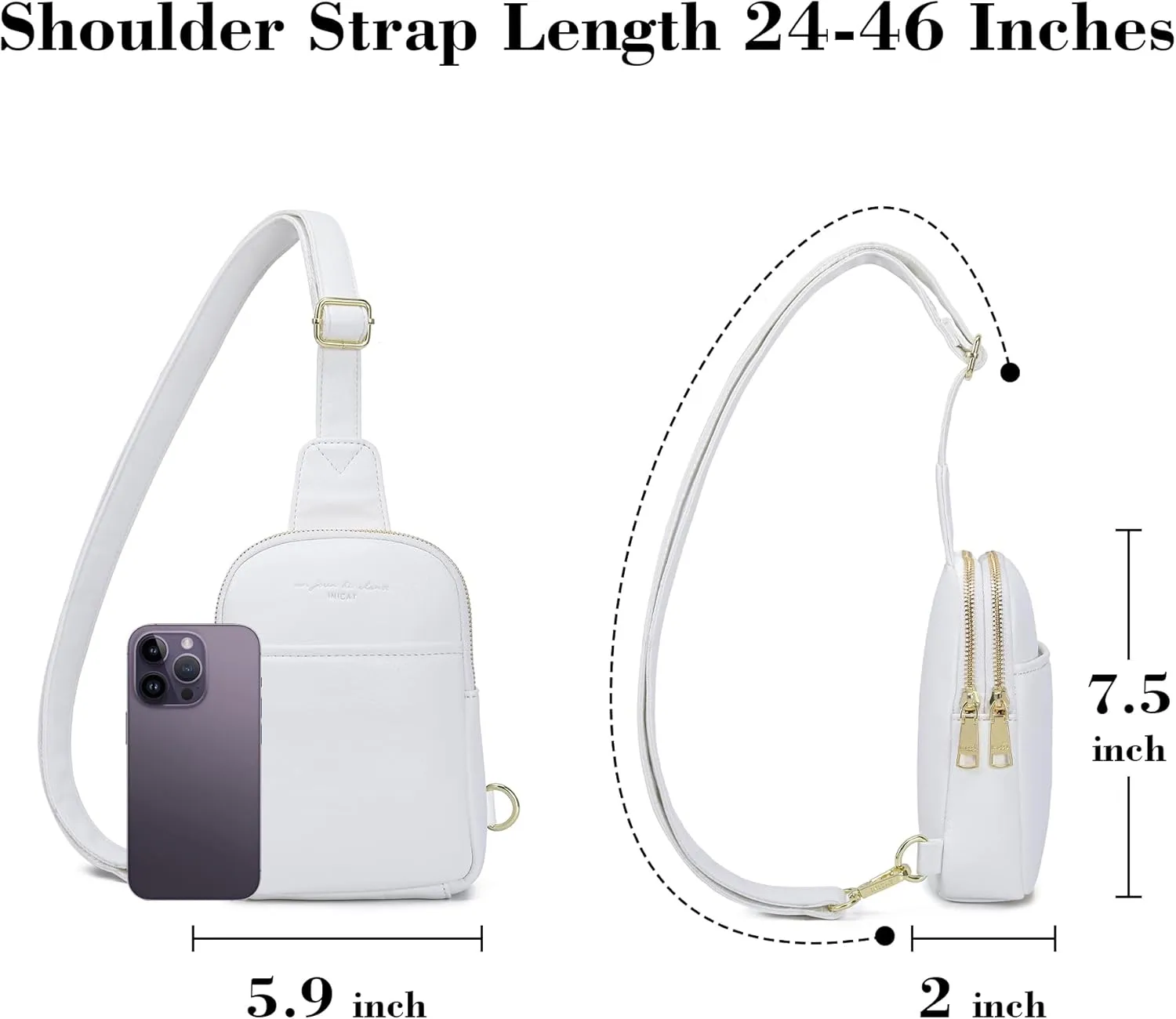 INICAT Small Crossbody Sling Bags for Women Vegan Leather Cell Phone Purse Fanny Packs for Women Men