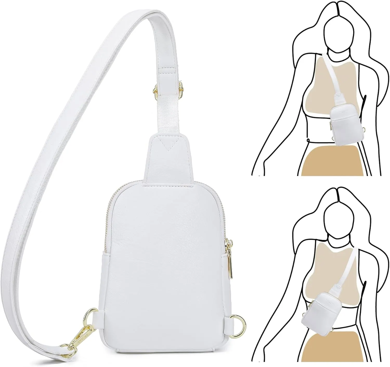 INICAT Small Crossbody Sling Bags for Women Vegan Leather Cell Phone Purse Fanny Packs for Women Men
