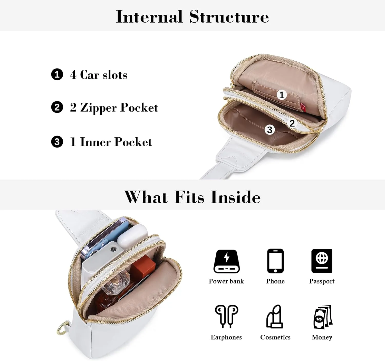 INICAT Small Crossbody Sling Bags for Women Vegan Leather Cell Phone Purse Fanny Packs for Women Men