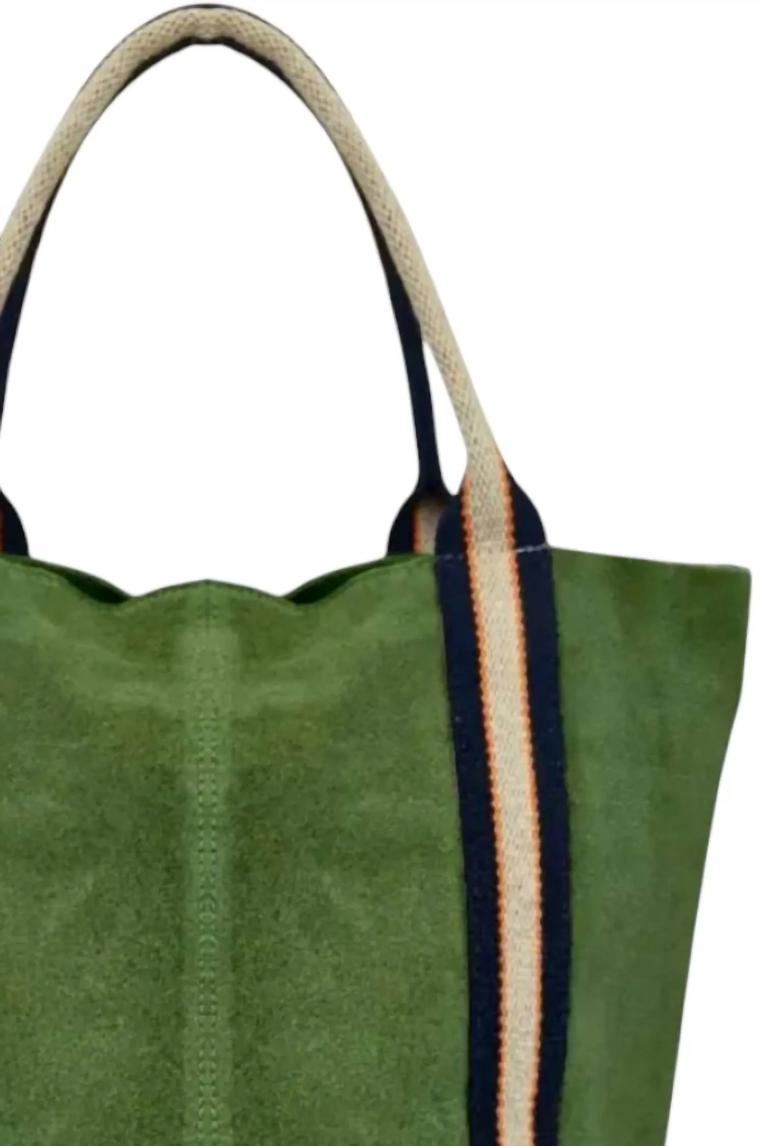 Italian'S Leather - Women Suede And Stripe Tote Bag