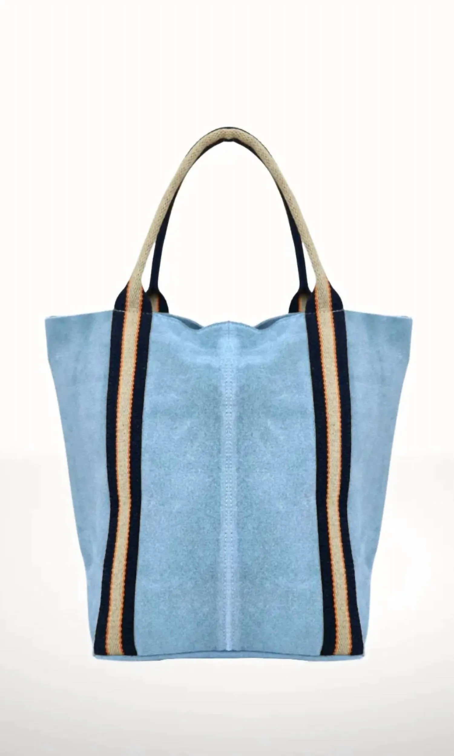 Italian'S Leather - Women Suede And Stripe Tote Bag