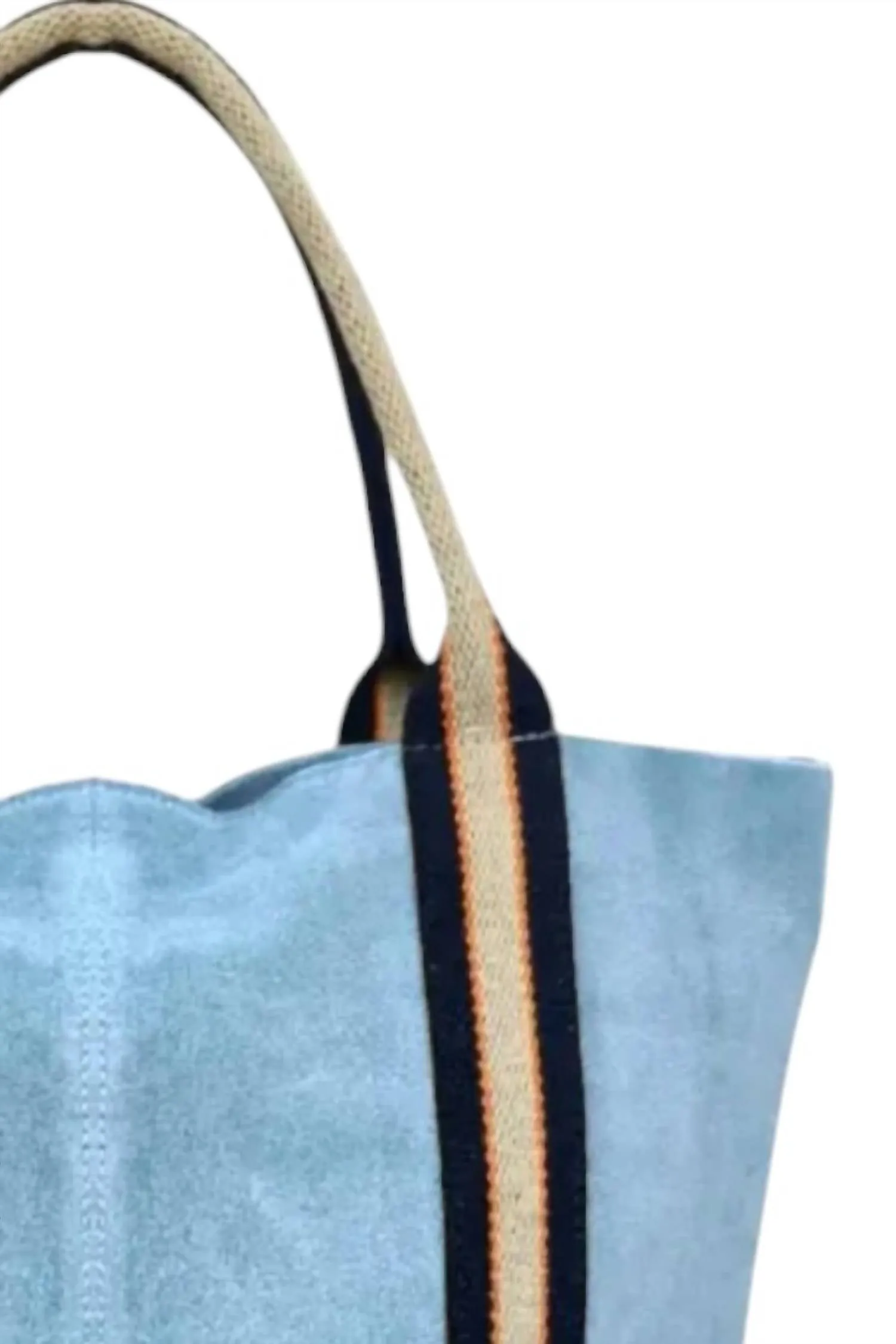 Italian'S Leather - Women Suede And Stripe Tote Bag