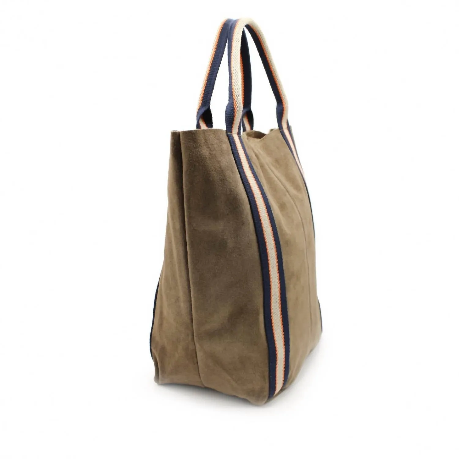 Italian'S Leather - Women Suede And Stripe Tote Bag