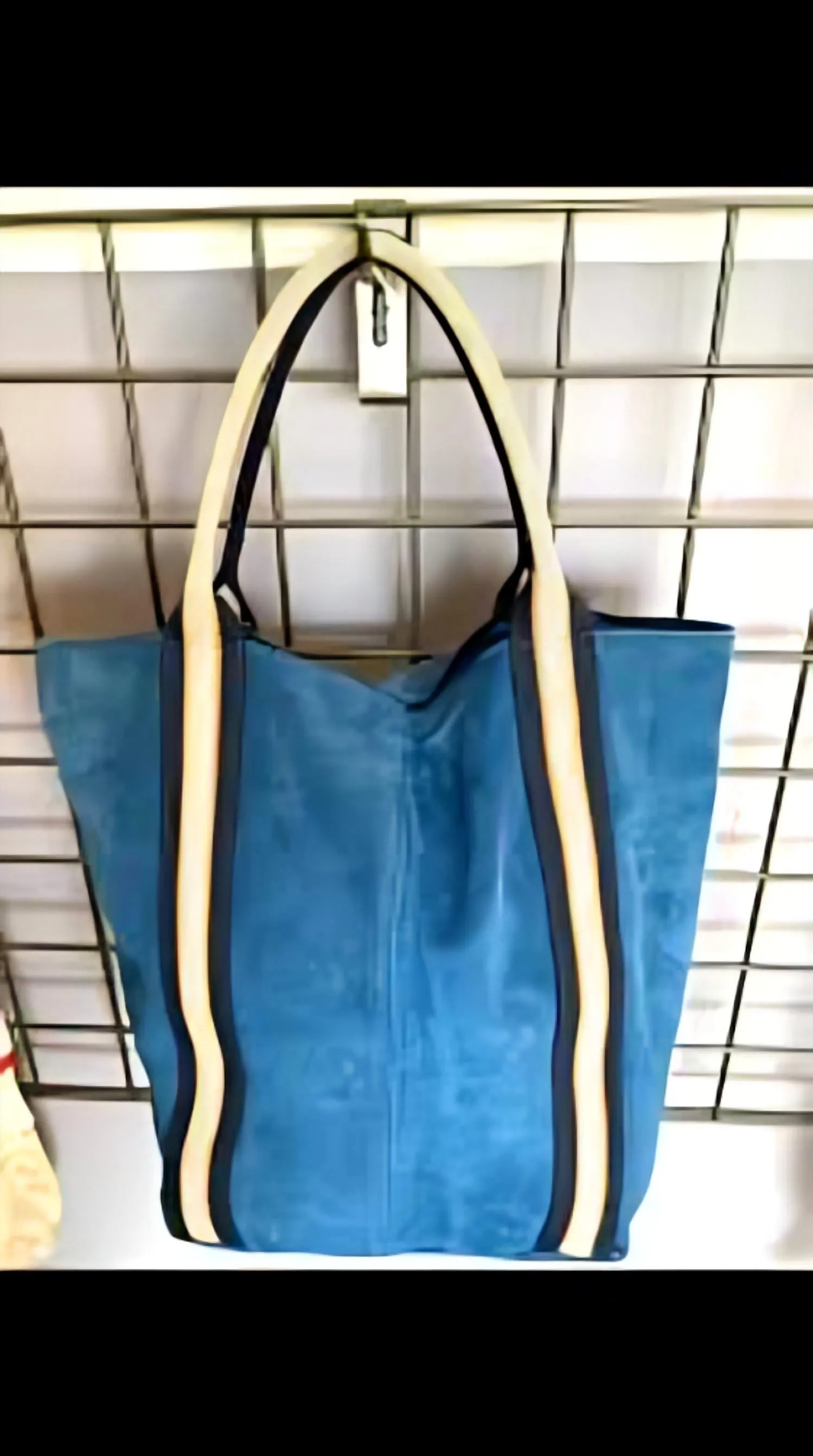 Italian'S Leather - Women Suede And Stripe Tote Bag