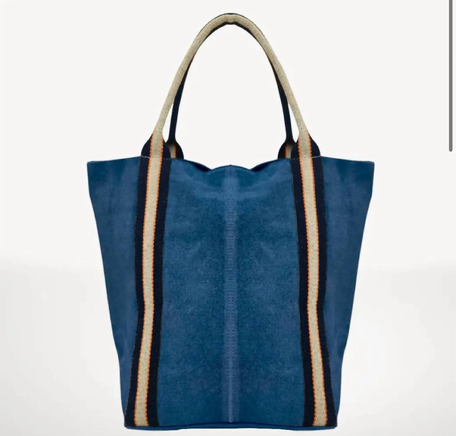 Italian'S Leather - Women Suede And Stripe Tote Bag