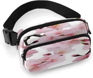 Japanese Sakura Blossom Fanny Pack Belt Bag with Adjustable Strap Fashion Waist Bag for Outdoor Sports Hiking