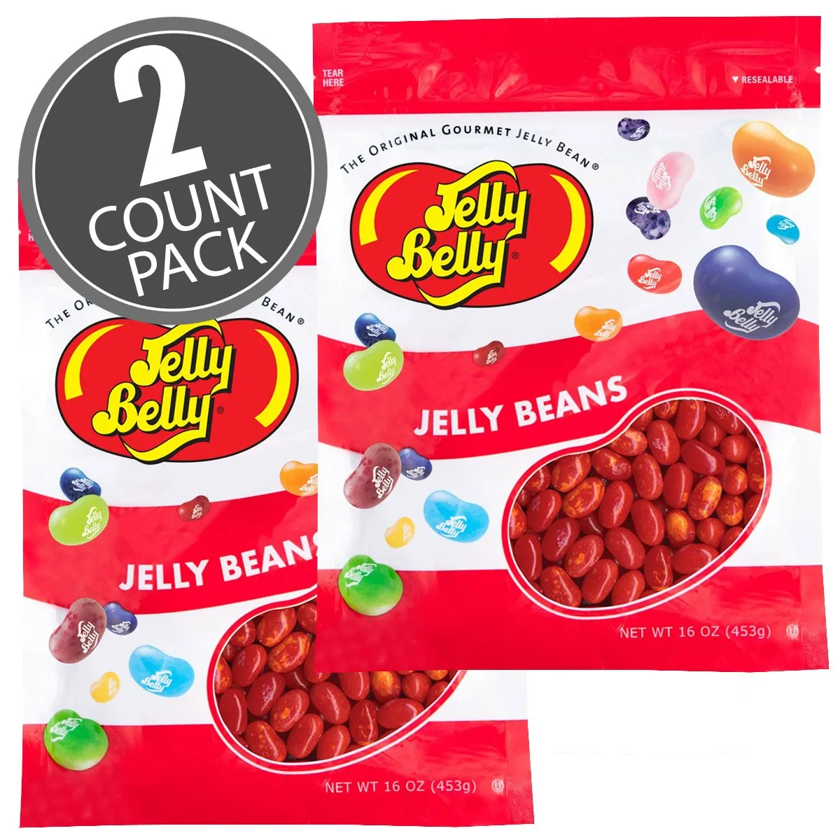 Jelly Belly Sizzling Cinnamon Jelly Beans - 2 Pounds in Resealable Bags (2 x 16 Ounces) - Genuine, Official, Straight from the Source