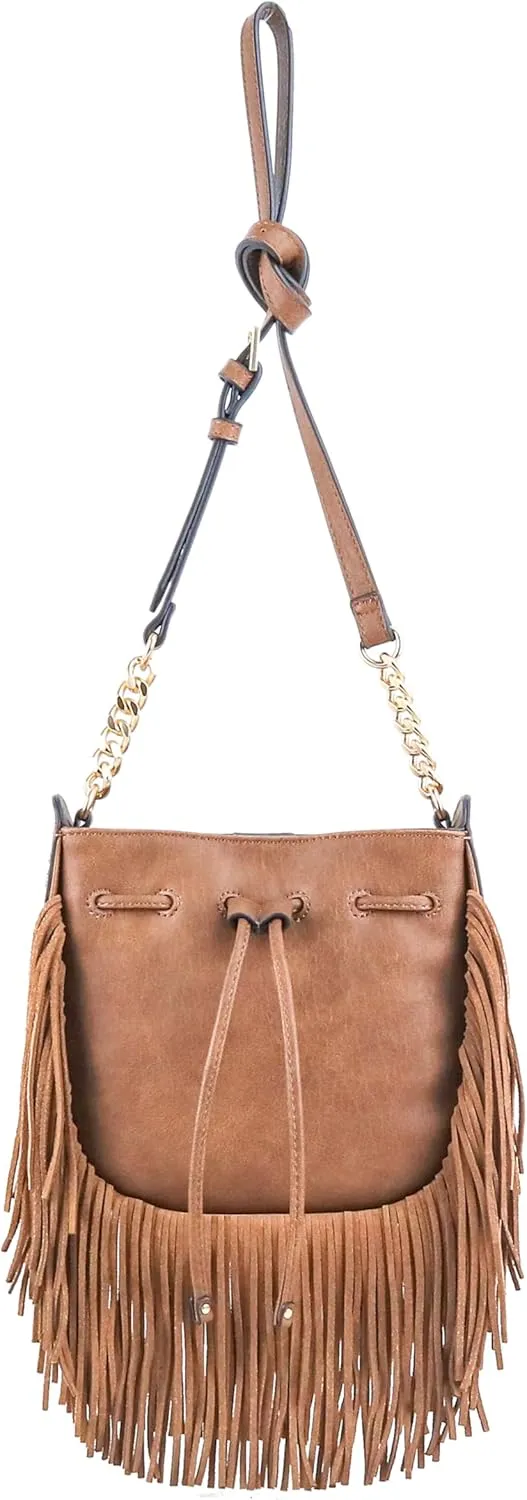 Jessica Simpson Calypso Drawstring Crossbody Bag, Stylish Purse with Adjustable Chain Strap