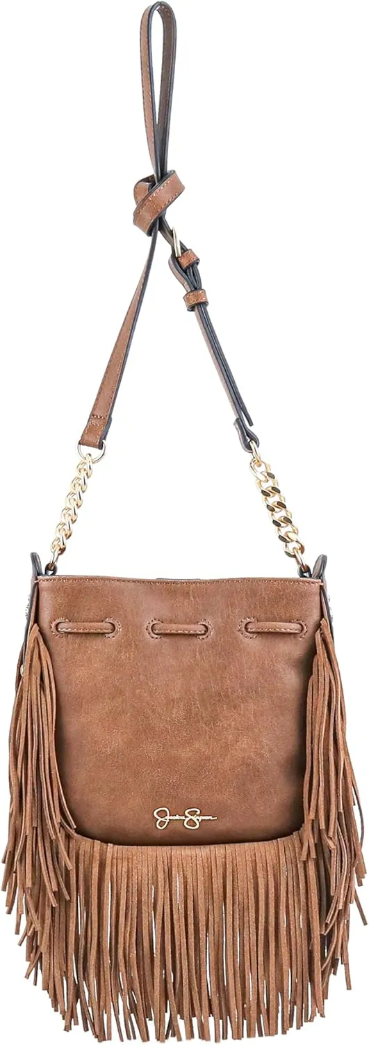 Jessica Simpson Calypso Drawstring Crossbody Bag, Stylish Purse with Adjustable Chain Strap