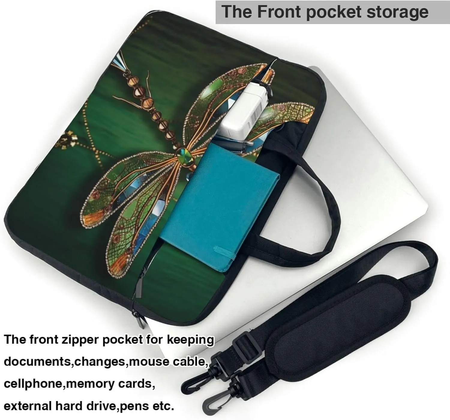 Jewel dragonfly Laptop Tote Bag for Men Women Laptop Sleeve Shoulder Briefcase Messenger Computer Bag
