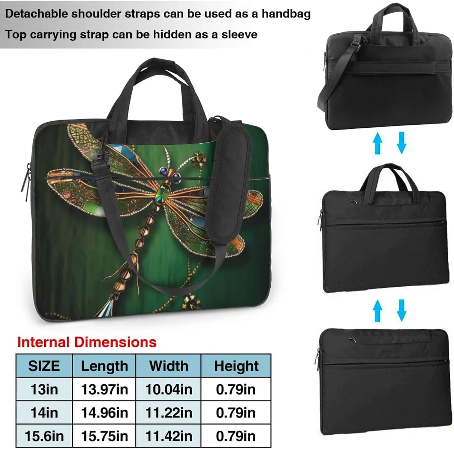 Jewel dragonfly Laptop Tote Bag for Men Women Laptop Sleeve Shoulder Briefcase Messenger Computer Bag