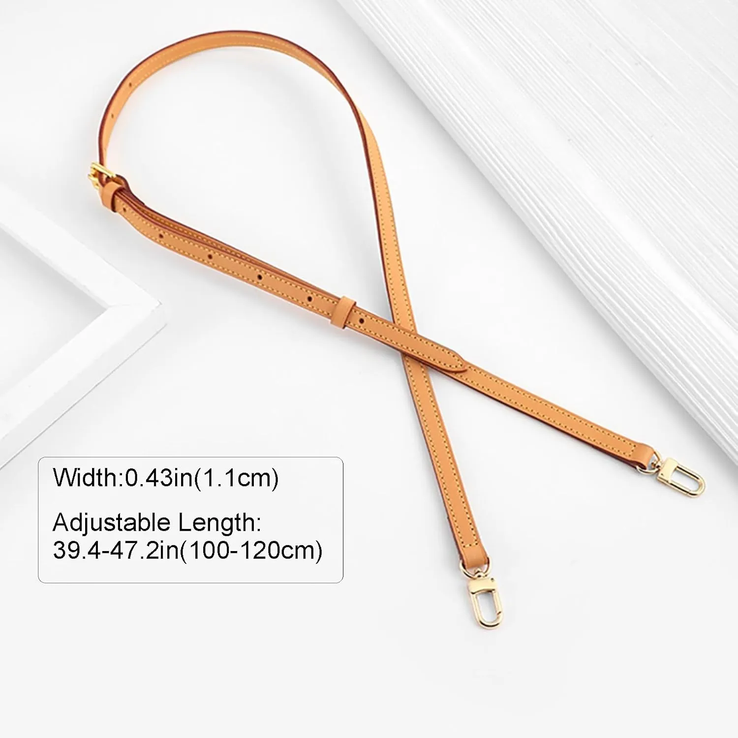 jiesinlov Vachetta Leather Strap Replacement Adjustable,Purse Shoulder Straps Crossbody for Handbag (Beeswax-Width:0.43in)