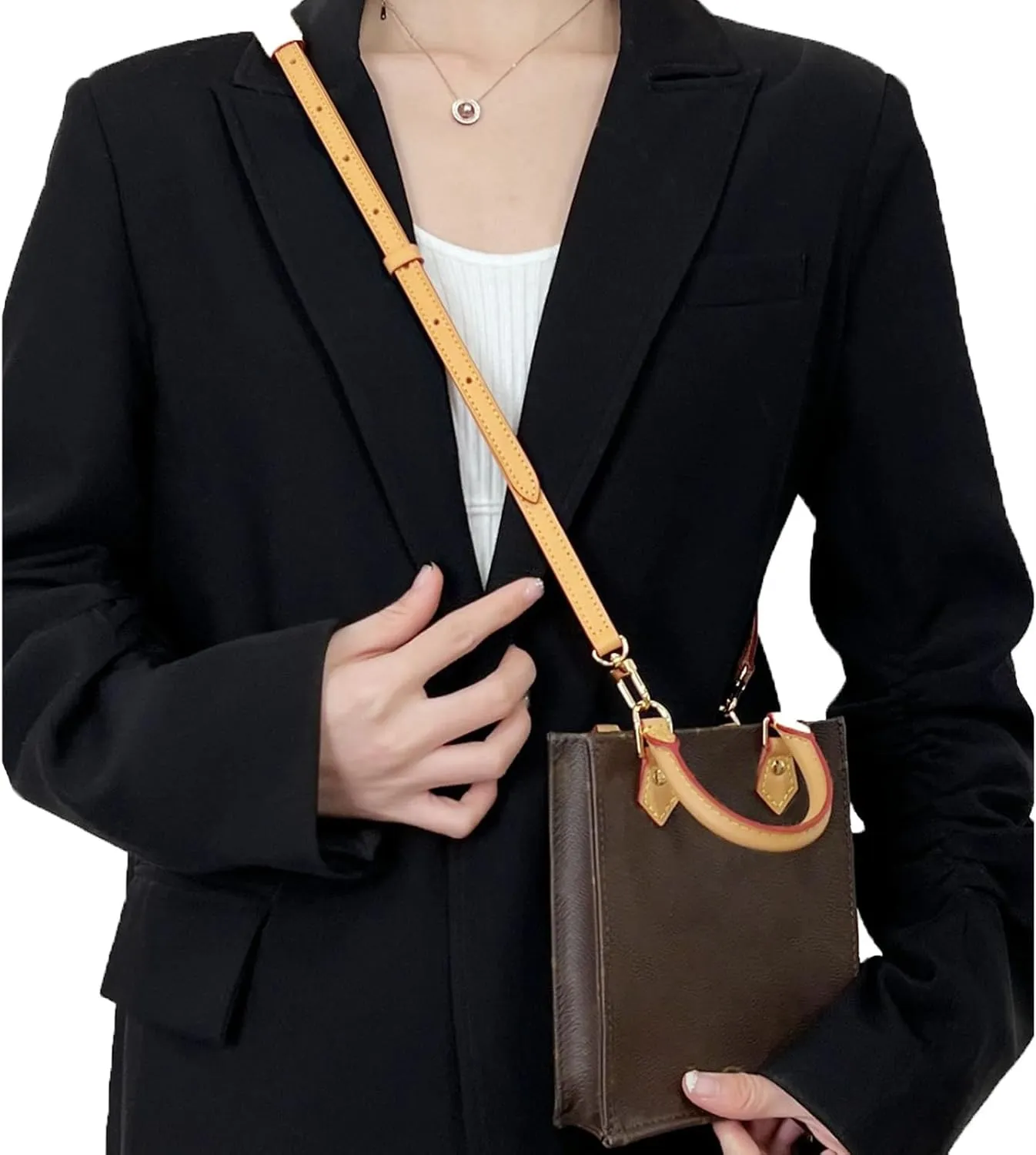 jiesinlov Vachetta Leather Strap Replacement Adjustable,Purse Shoulder Straps Crossbody for Handbag (Beeswax-Width:0.43in)