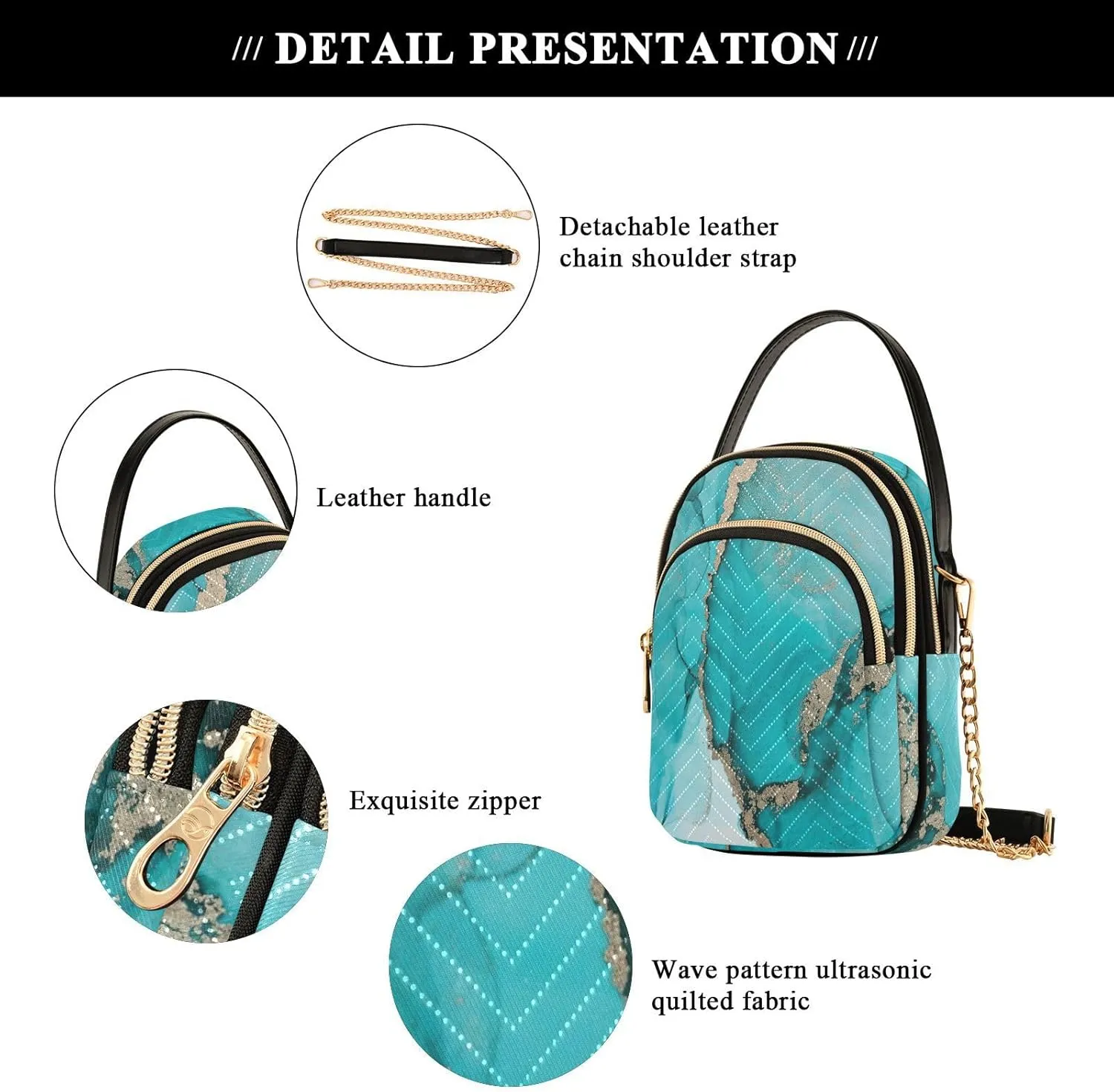 Joisal Gold Rose Marble Women's Crossbody Purse, Small Crossbody Bags for Women Travel Purse Crossbody