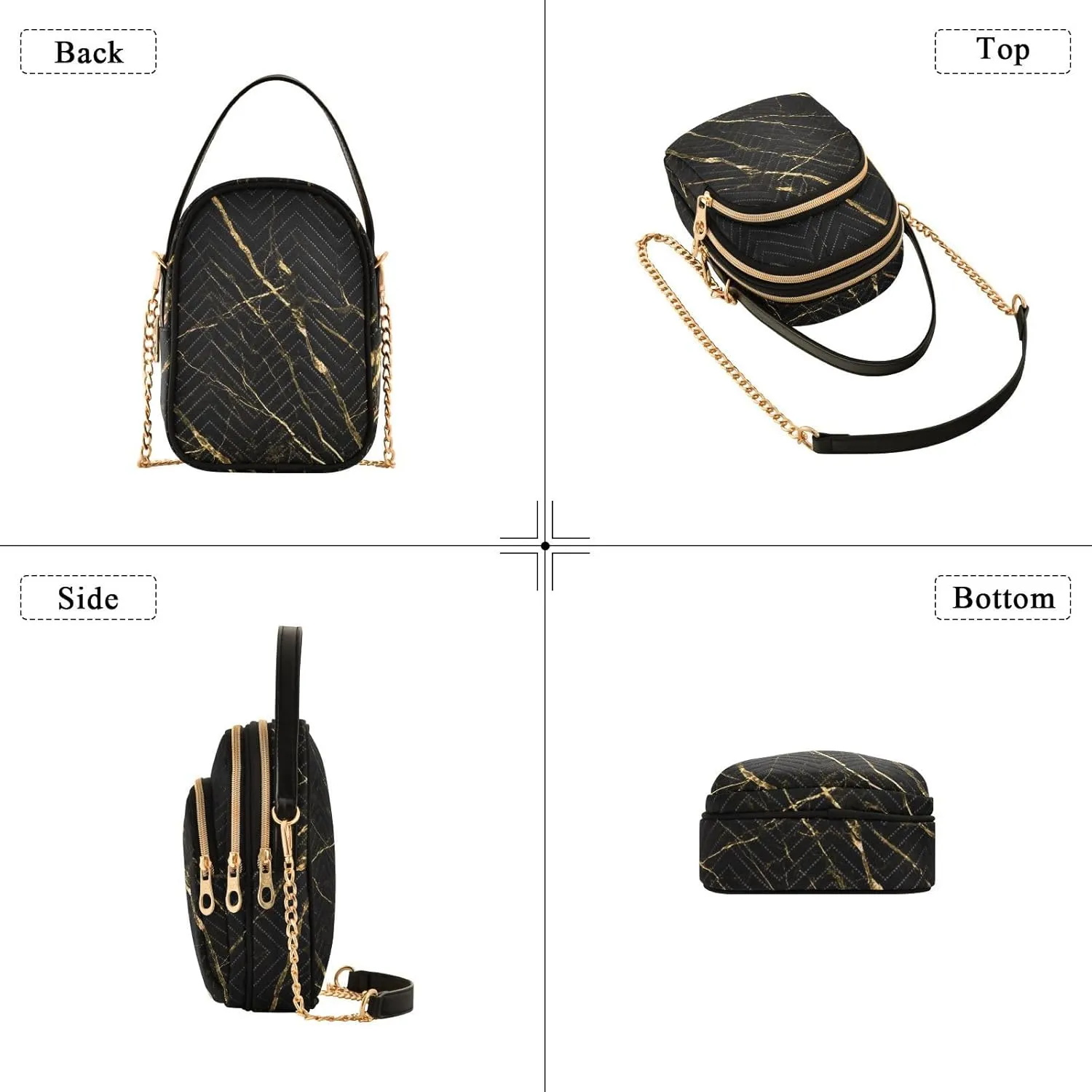 Joisal Gold Rose Marble Women's Crossbody Purse, Small Crossbody Bags for Women Travel Purse Crossbody