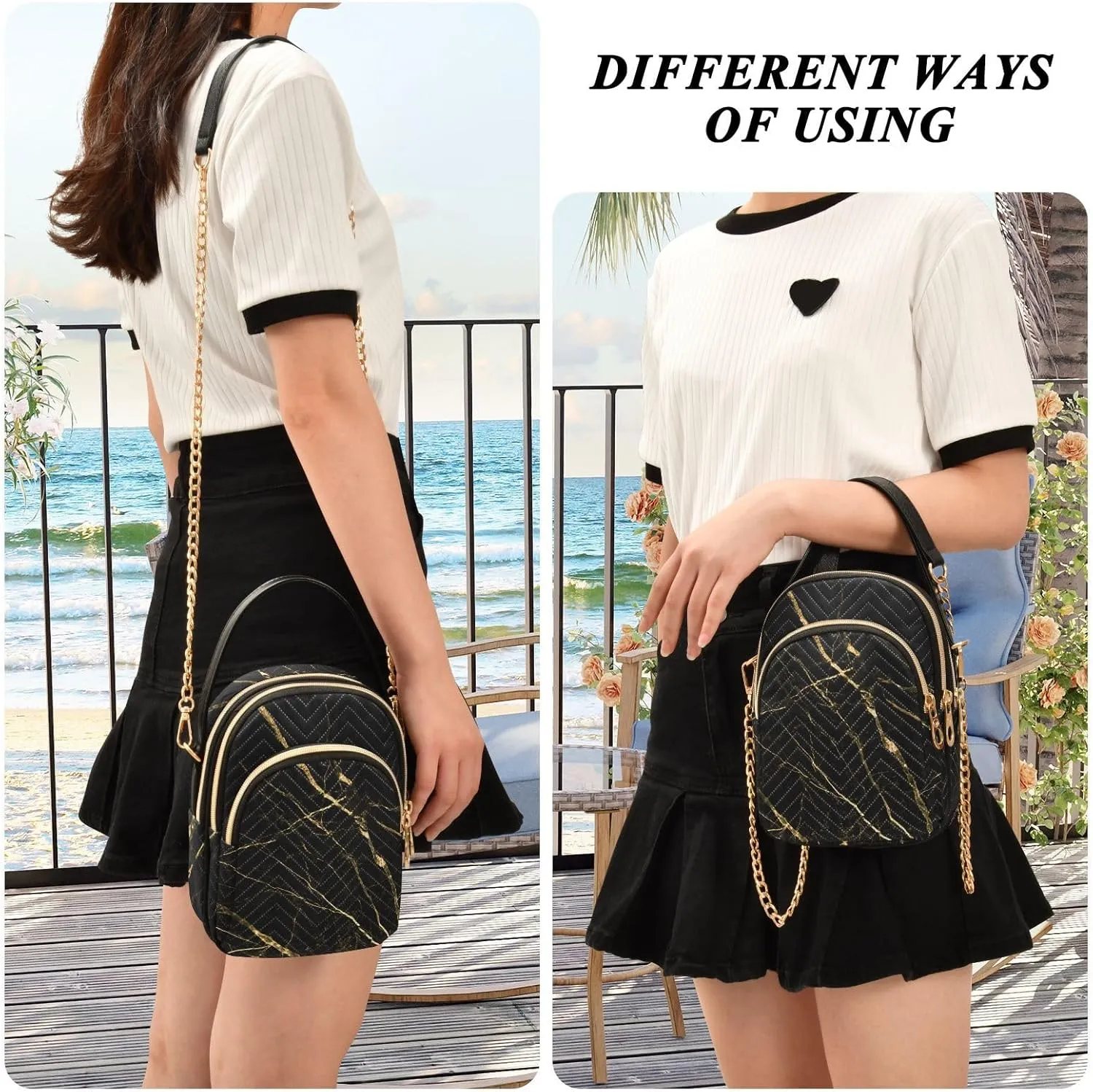 Joisal Gold Rose Marble Women's Crossbody Purse, Small Crossbody Bags for Women Travel Purse Crossbody