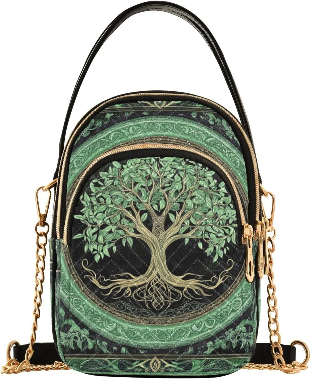 Joko Ivery Green Tree Artwork Multi Pockets Crossbody Bags for Women Zip Cell Phone Purse Wallet Bag with Detachable Shoulder Strap Zipper Purse for Girls Women Trendy Gift Shopping Working Traveling