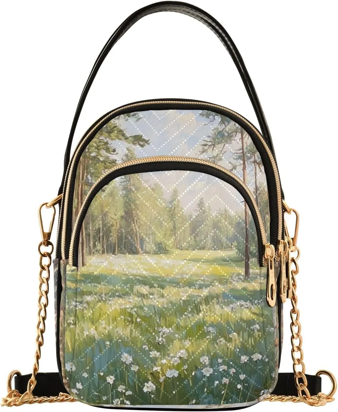 Joko Ivery Pine Tree Field Multi Pockets Crossbody Bags for Women Zip Cell Phone Purse Wallet Bag with Detachable Shoulder Strap Zipper Purse for Girls Women Trendy Gift Shopping Working Traveling