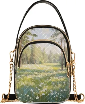 Joko Ivery Pine Tree Field Multi Pockets Crossbody Bags for Women Zip Cell Phone Purse Wallet Bag with Detachable Shoulder Strap Zipper Purse for Girls Women Trendy Gift Shopping Working Traveling