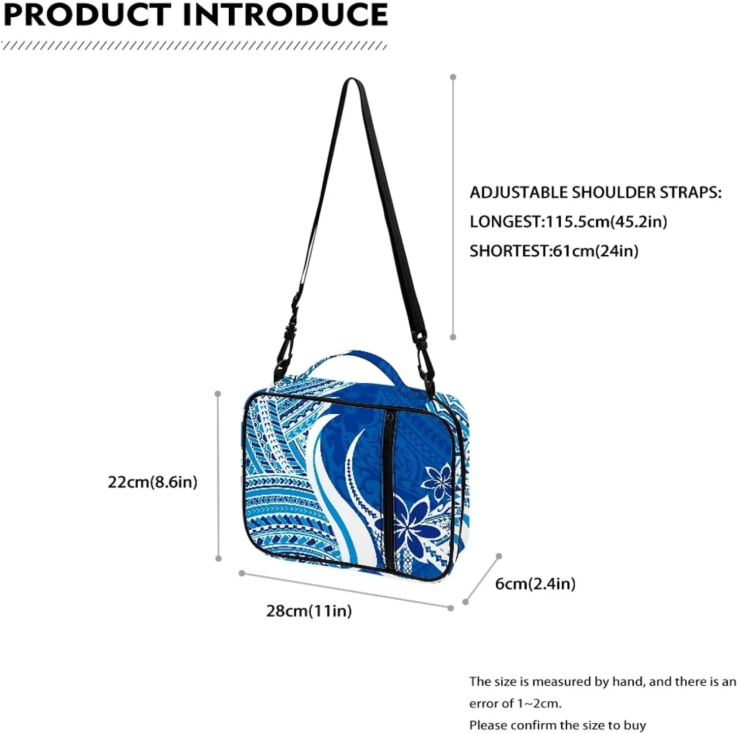 JooMeryer 3D Printed Bible Covers for Girls Bible Holder Case Tote Bag Crossbody Handbag Bible Church Bag,Blue Polynesian