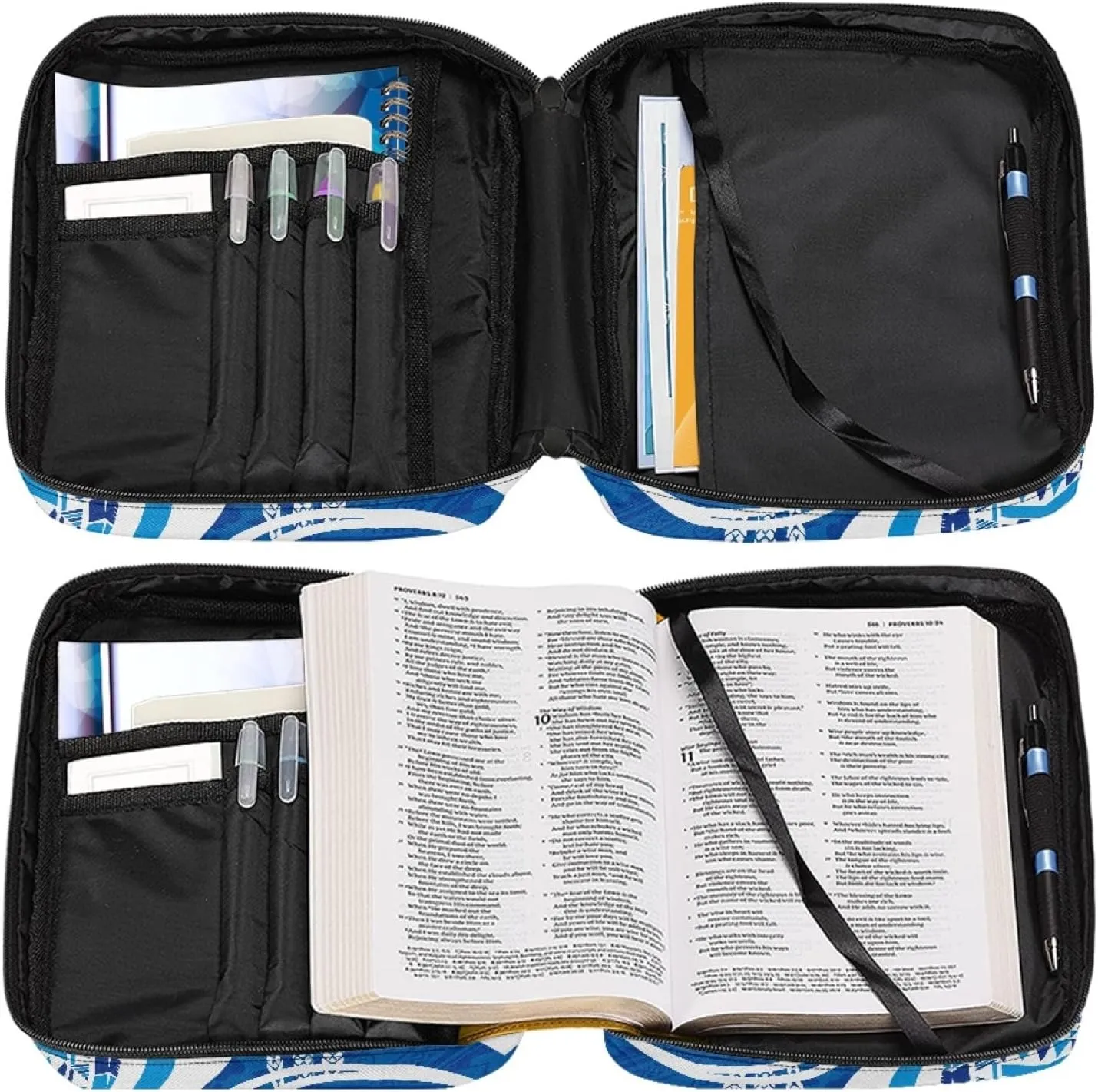 JooMeryer 3D Printed Bible Covers for Girls Bible Holder Case Tote Bag Crossbody Handbag Bible Church Bag,Blue Polynesian