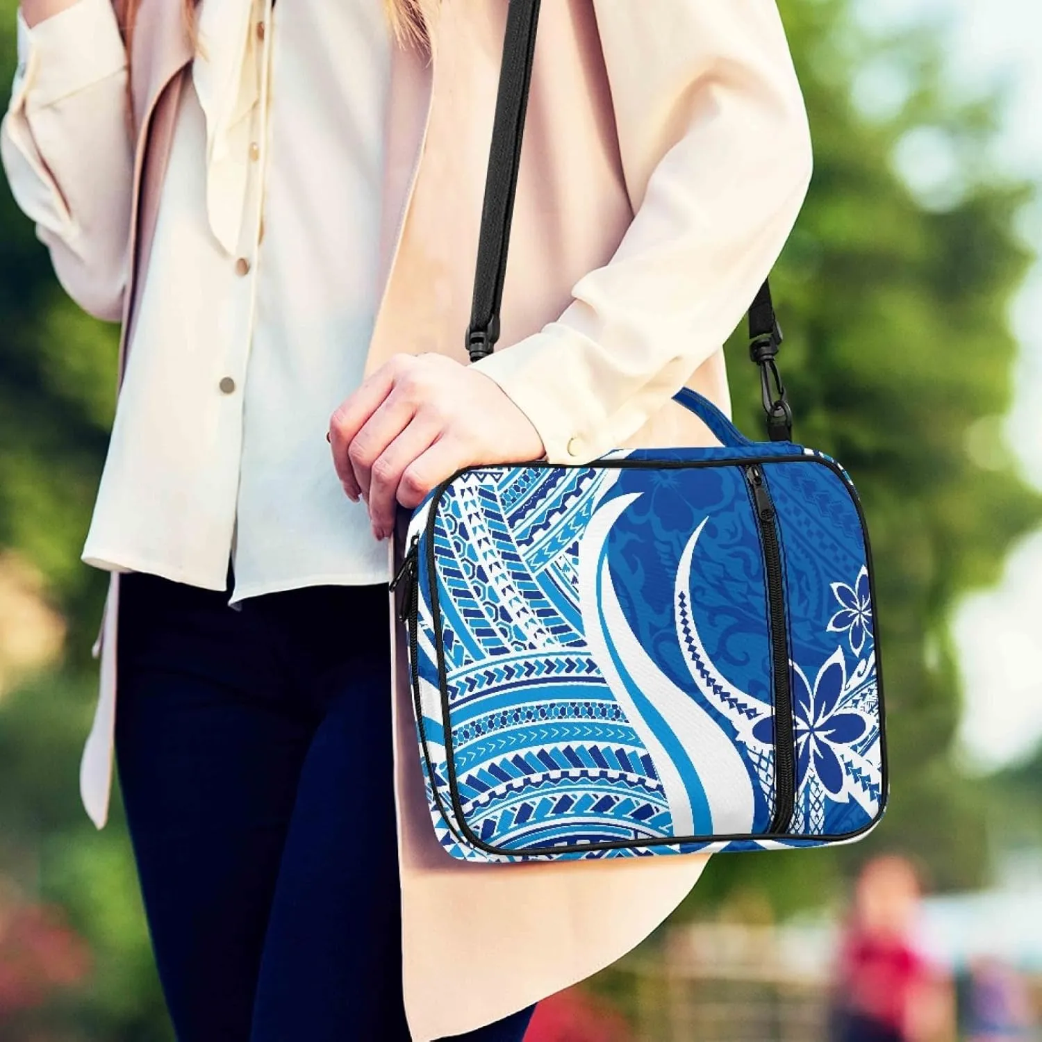 JooMeryer 3D Printed Bible Covers for Girls Bible Holder Case Tote Bag Crossbody Handbag Bible Church Bag,Blue Polynesian