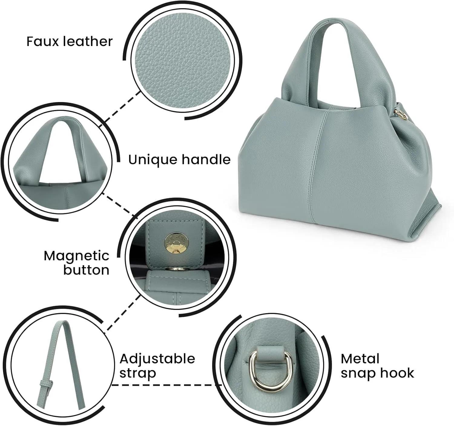 JQWYGB Cloud Pouch Dumpling Clutch Purse Women Tote Shoulder Retro Crossbody Bag with Removable Strap