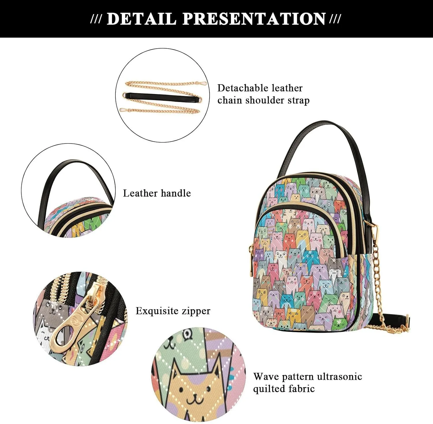 JSTEL Small Crossbody Bag for Women with Compartments,Long Strap Crossbody Purse Polyester Phone Purse Wallet