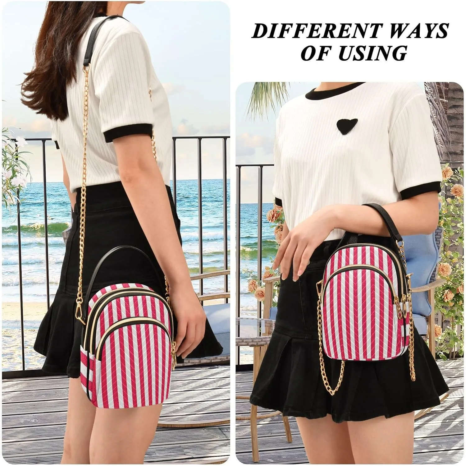 JSTEL Small Crossbody Bag for Women with Compartments,Long Strap Crossbody Purse Polyester Phone Purse Wallet