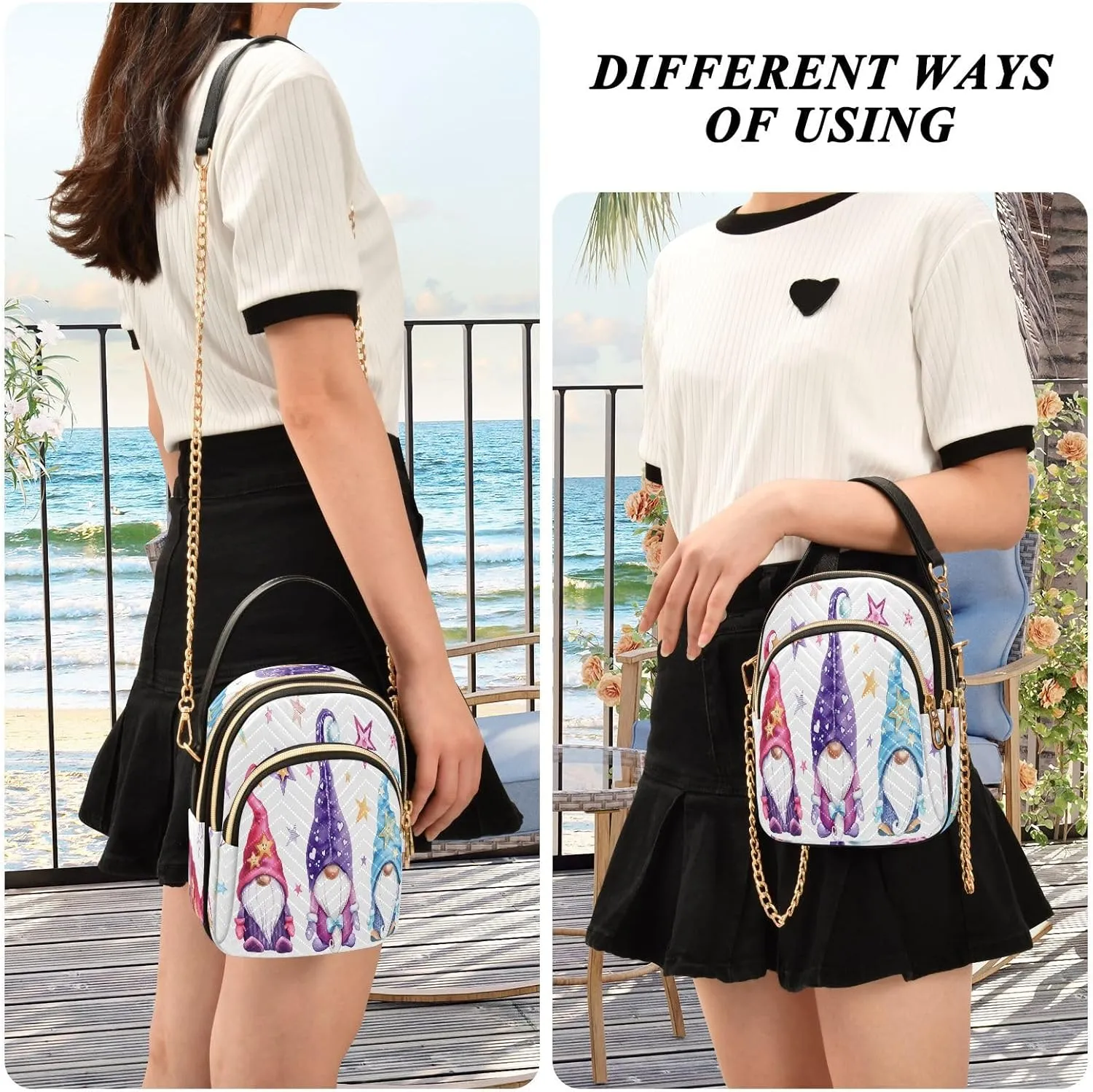 JSTEL Small Crossbody Bag for Women with Compartments,Long Strap Crossbody Purse Polyester Phone Purse Wallet