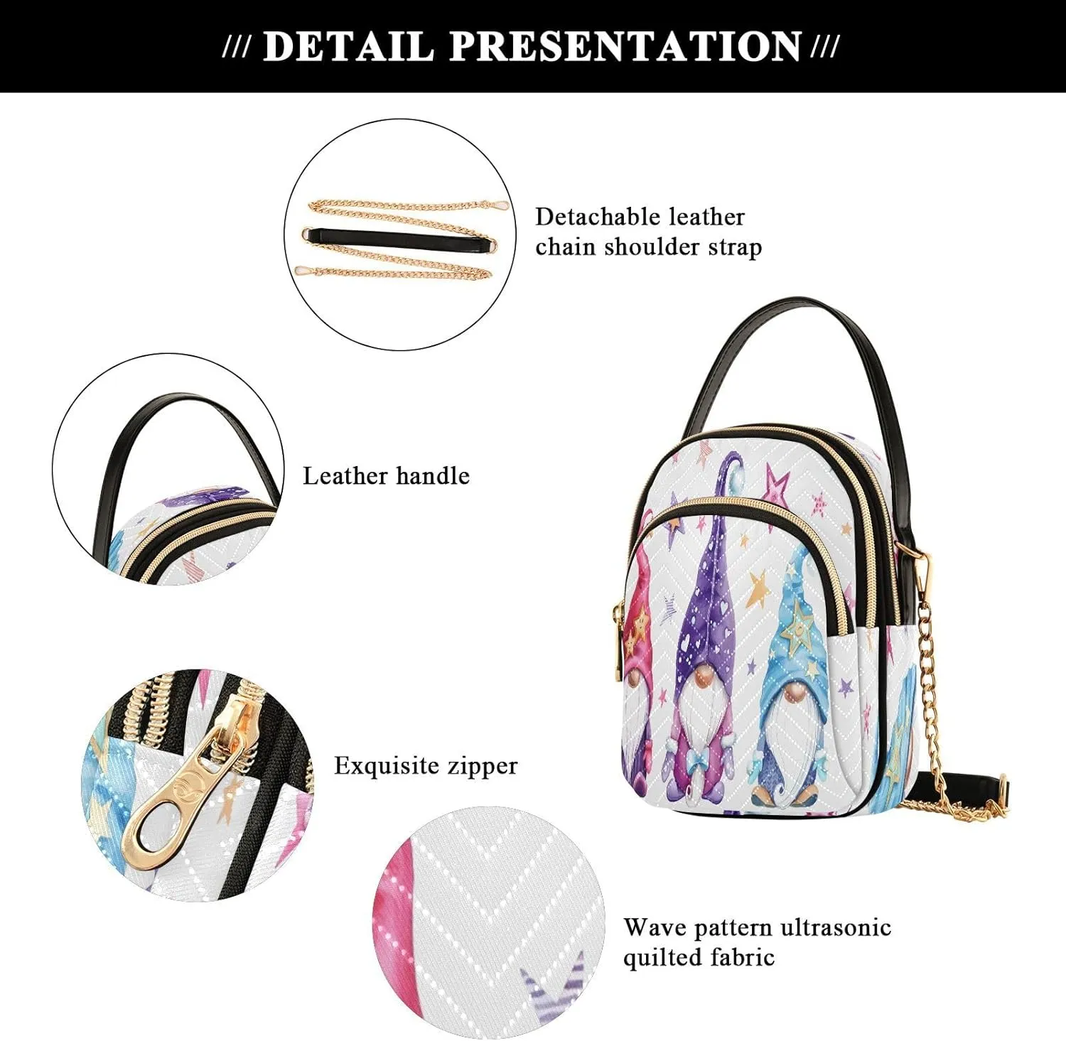 JSTEL Small Crossbody Bag for Women with Compartments,Long Strap Crossbody Purse Polyester Phone Purse Wallet