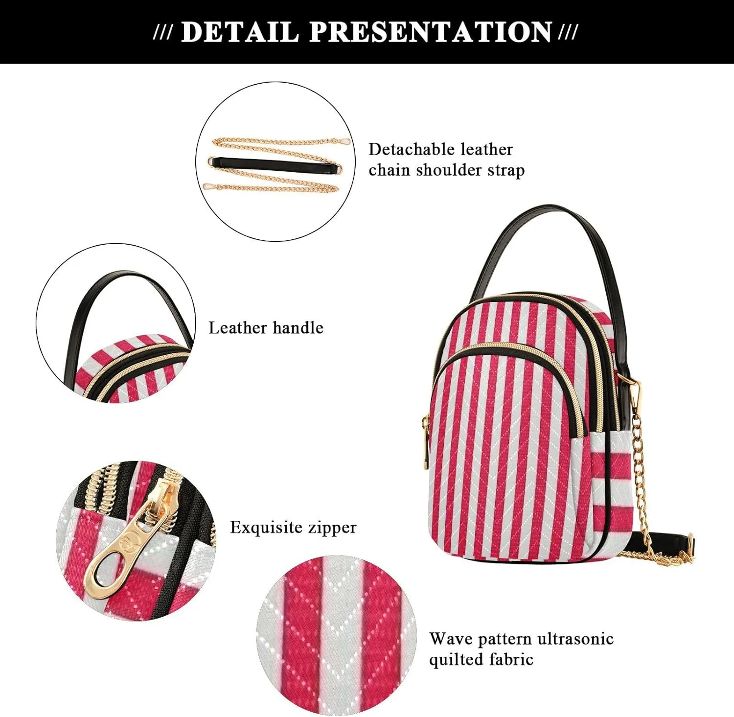 JSTEL Small Crossbody Bag for Women with Compartments,Long Strap Crossbody Purse Polyester Phone Purse Wallet