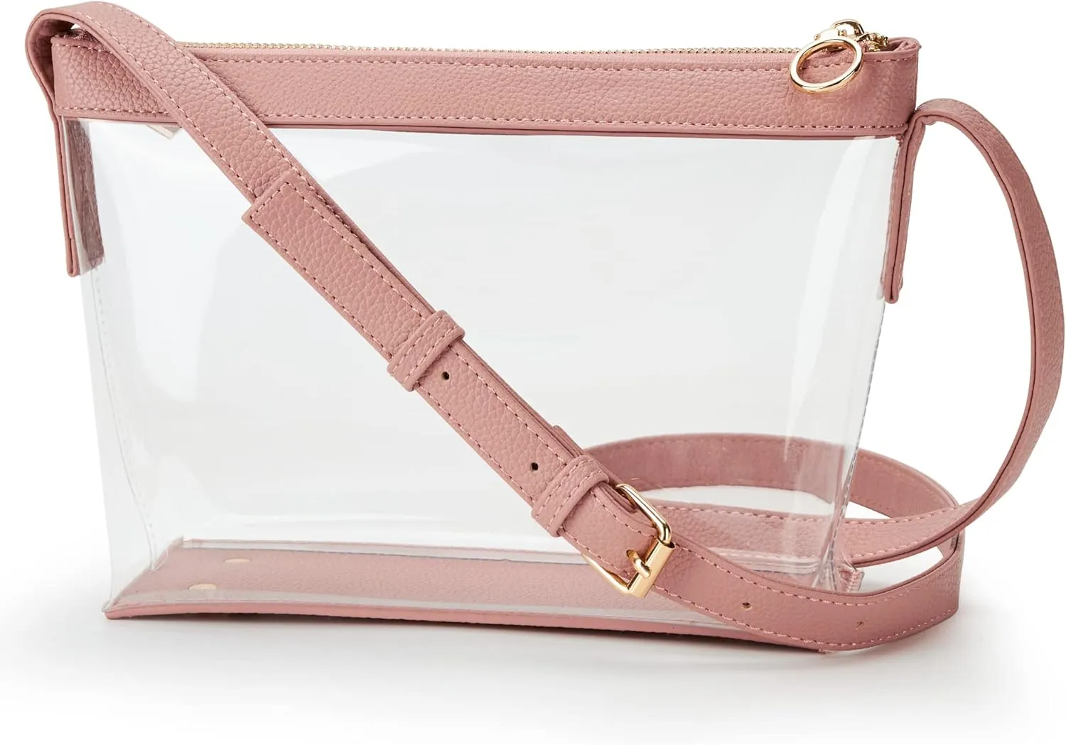 KALIDI Clear Bag Stadium Approved Crossbody Purse Zipper Shoulder Bag Vegan Leather Trim Sports Concert Prom Party