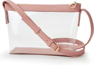 KALIDI Clear Bag Stadium Approved Crossbody Purse Zipper Shoulder Bag Vegan Leather Trim Sports Concert Prom Party