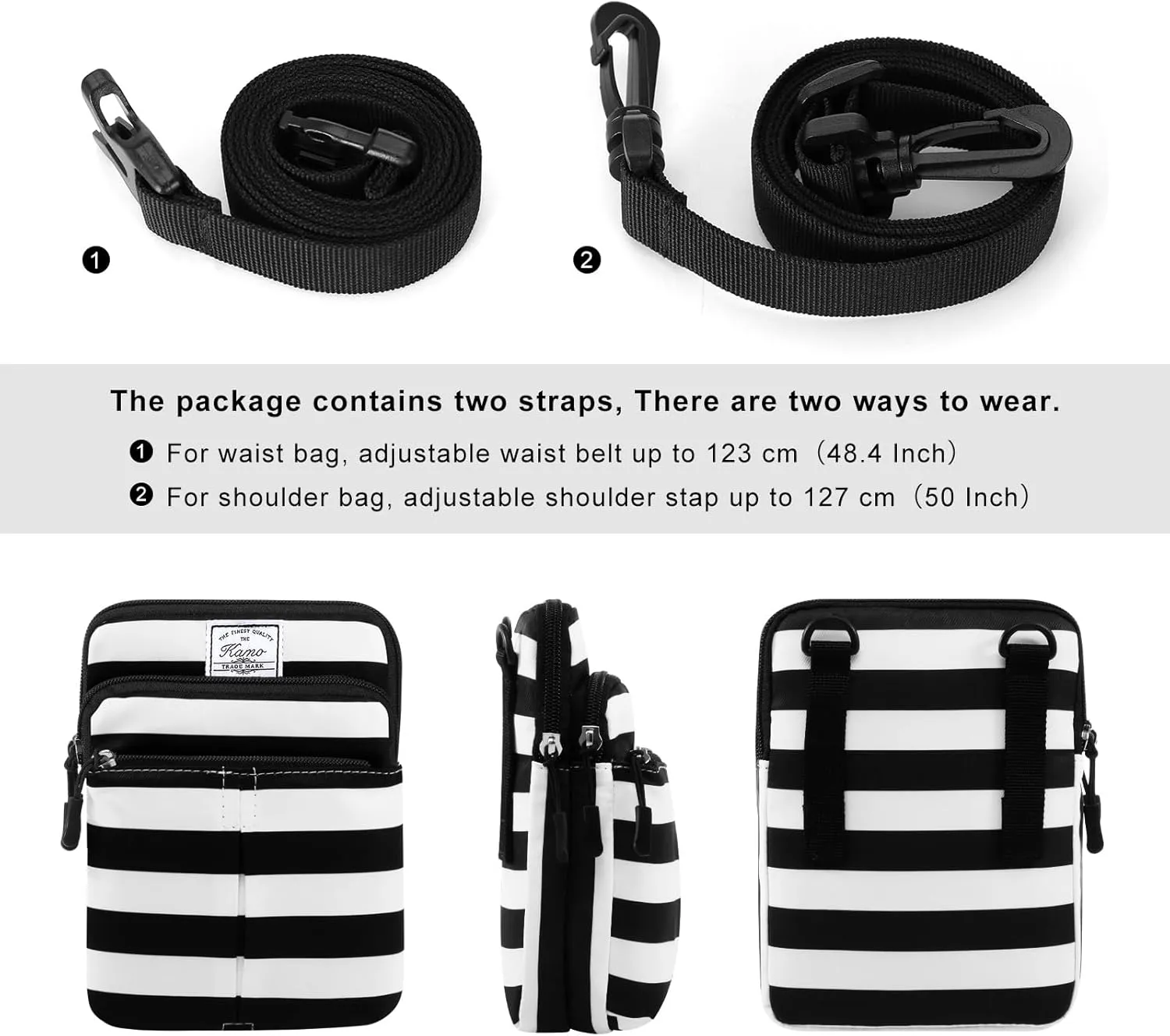 KAMO Multifunction Phone Waist Bag - Diagonal Crossbody Purse for Women & Men
