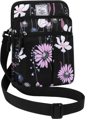 KAMO Multifunction Phone Waist Bag - One Shoulder Diagonal Cross Smart Case - Triple Zip Hipster Crossbody Purse for Women & Men - Outdoor
