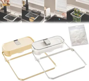 Kangoulu Sink Strainer, MeshMate Waste Rack, Kanggoulu Sink Strainer Basket with 100 Mesh Bags, Stainless Steel Foldable Drain Filter Net, Universal Fit for Sinks Sizes (2Pcs-B)