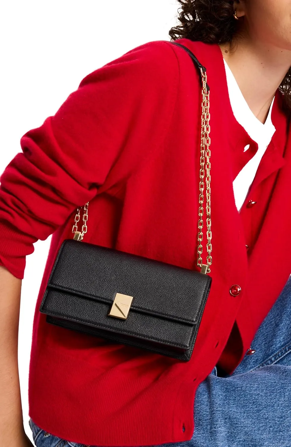 kate spade new york Deco Pebbled Leather Mini Flap Chain Crossbody