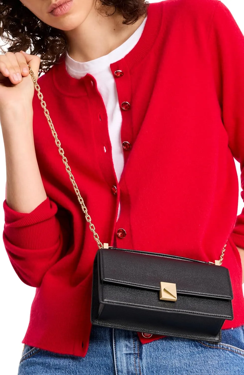 kate spade new york Deco Pebbled Leather Mini Flap Chain Crossbody