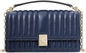 kate spade new york Deco Quilted Leather Mini Flap Chain Crossbody, Parisian Navy