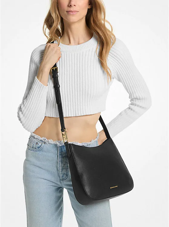 Kensington Large Pebbled Leather Crossbody Bag - Black