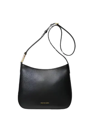 Kensington Large Pebbled Leather Crossbody Bag - Black
