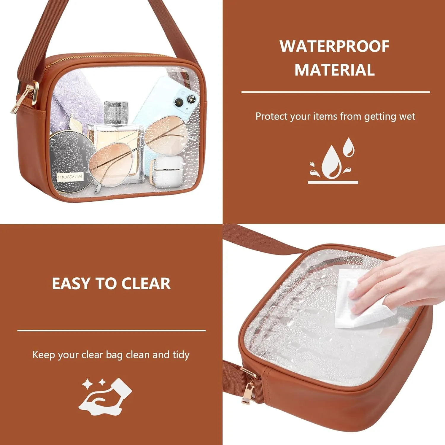 KETIEE Clear Crossbody Bag, Stadium Approved Clear Purse Bag for Concerts Sports Events Festivals