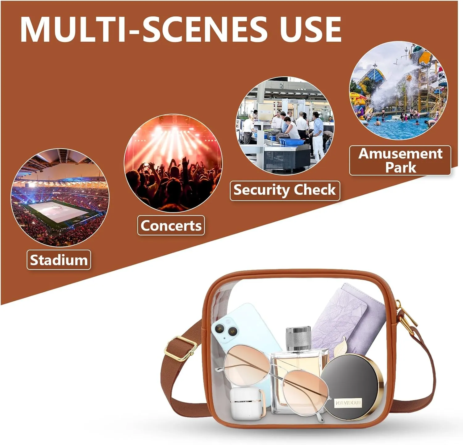 KETIEE Clear Crossbody Bag, Stadium Approved Clear Purse Bag for Concerts Sports Events Festivals
