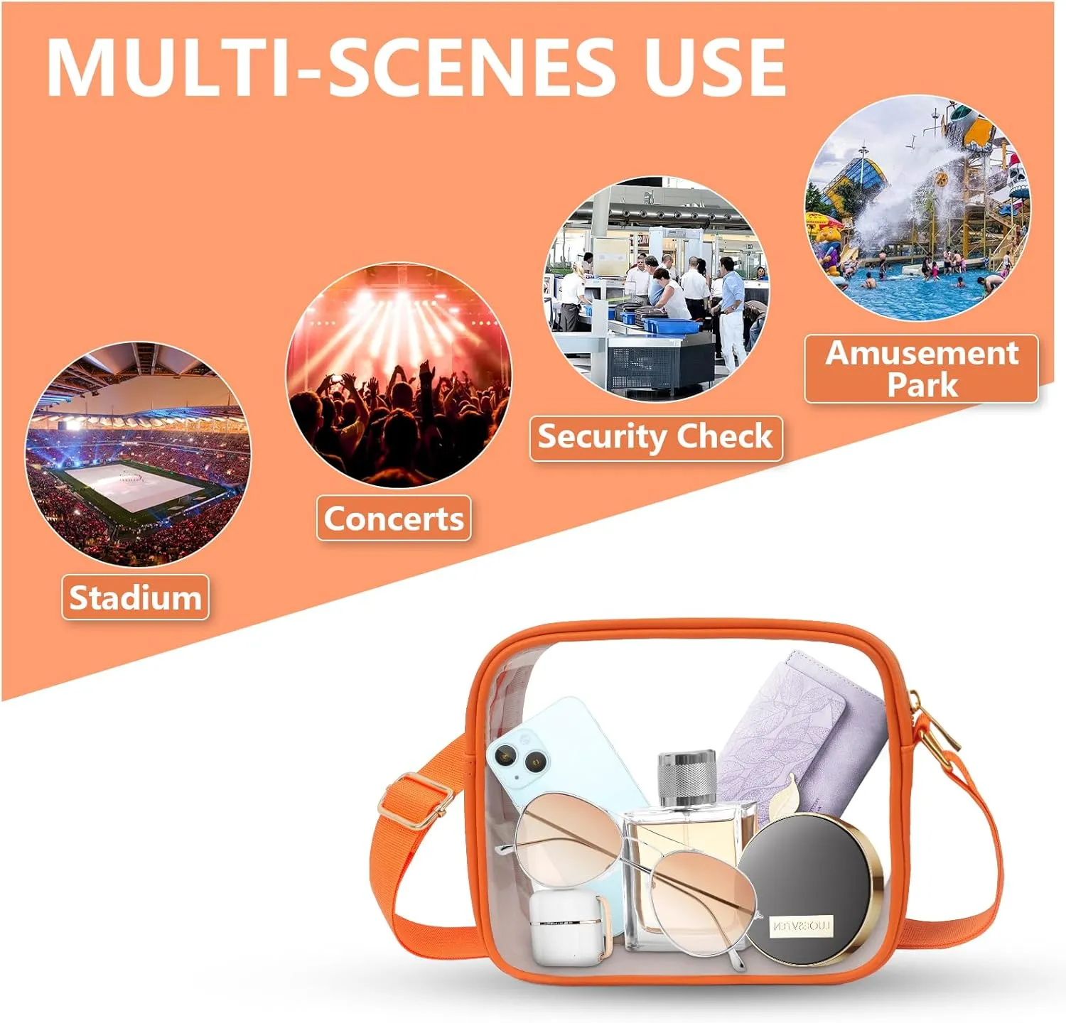 KETIEE Clear Crossbody Bag, Stadium Approved Clear Purse Bag for Concerts Sports Events Festivals